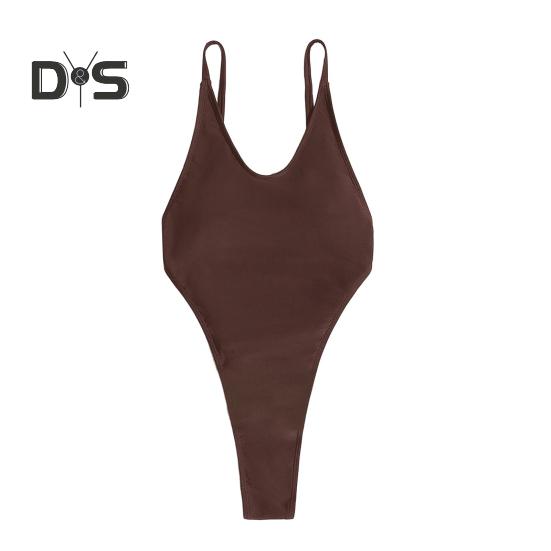 Женский сексуальный монокини с V-образным вырезом без рукавов купальник с открытой спиной, подчеркивающий фигуру, цельный бикини