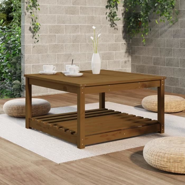 VidaXL Garden Table Honey Brown 82.5x82.5x45 Cm Solid Pine Wood 824144