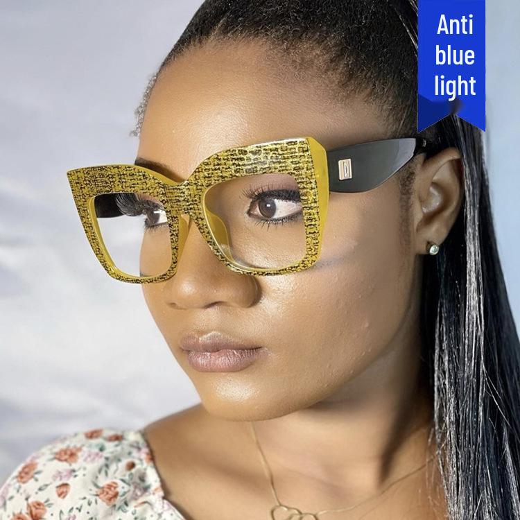 Квадратные очки «кошачий глаз» с большой оправой и заклепками – Новый европейский и американский стиль 2022 года для женщин