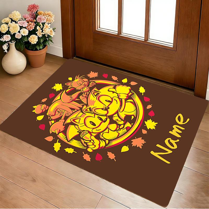 Personalized Name Sonic Adventure Living Room Non-Slip Area Rug Soft Carpet for Bedroom Playroom Sofa Office Home Decor Doormat
