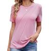 Женская весна и лето, новые однотонные полосатые свободные футболки с круглым вырезом и короткими рукавами
