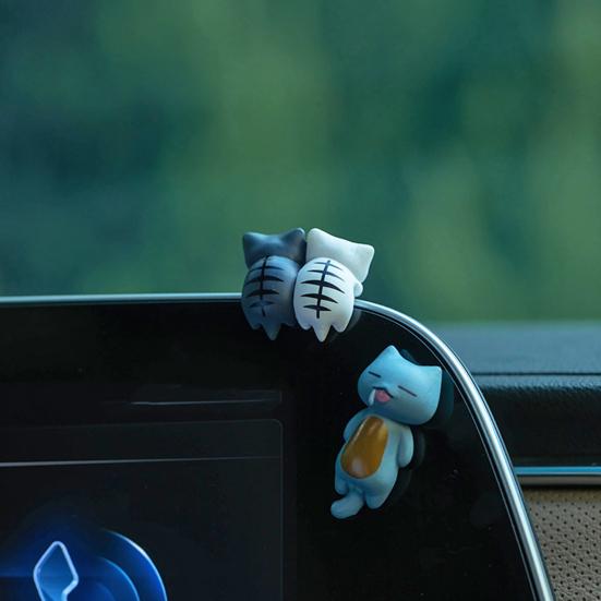 6Pcs Mini Cat Statues Car Center Console Decoration Set Adorable Simple Installation Rear View Mirror Cute Kitty Figurines