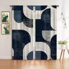 2 шт. Сине-белая штора с художественным принтом для домашнего декора - Кулиска для штанги, оконное оформление для спальни, офиса, кухни, гостиной