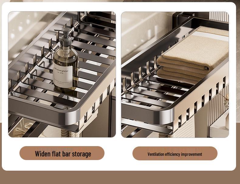 Металлический без сверления Комбинированная полка и вешалка для полотенец для ванной