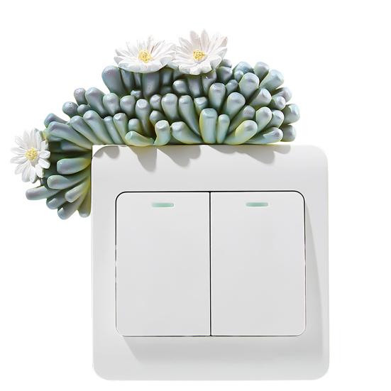 Home Wall Art Ornament 3D Flower Switch Sticker, Aesthetic Floral Light Decorative Resin Plate Nature Inspired Decor Cover, Self Adhesive for Bedroom