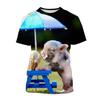 Guitar-Playing Pig 3D Printed Men's T Shirts Funny Summer Animals O-Neck Short Sleeve Casual Comforts Tees Shirt Kid Tops Women
