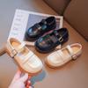 Children Leather Shoes for Girls Black Beige Flats for School Party Wedding Fashion Kids Shoes Classic Vintage 2024 Spring New