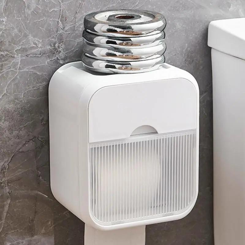 Водостойкая удобная коробка для салфеток для ванной комнаты, коробка для хранения салфеток без перфорации, принадлежности для ванной комнаты, держатель для туалетной бумаги, настенный монтаж