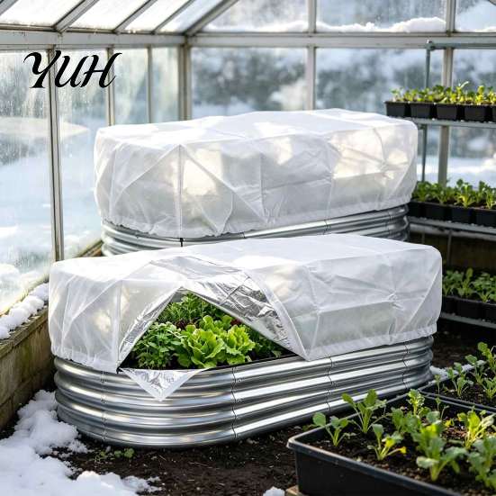Drawstring Garden Bed Mulch Winter Protection Cover for Raised Bed, Frost with Aluminum Liner, Closure, Insulated Protector Plant Insulation