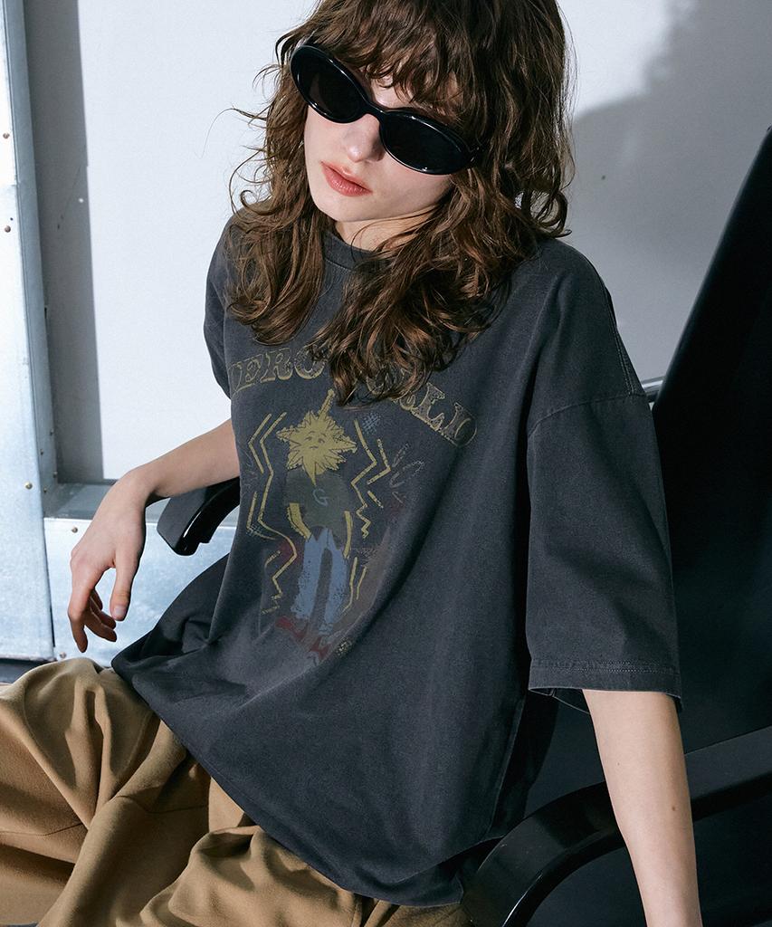 GAKKAI UNIONS Hero World Pigment Short Sleeve T-Shirt Charcoal