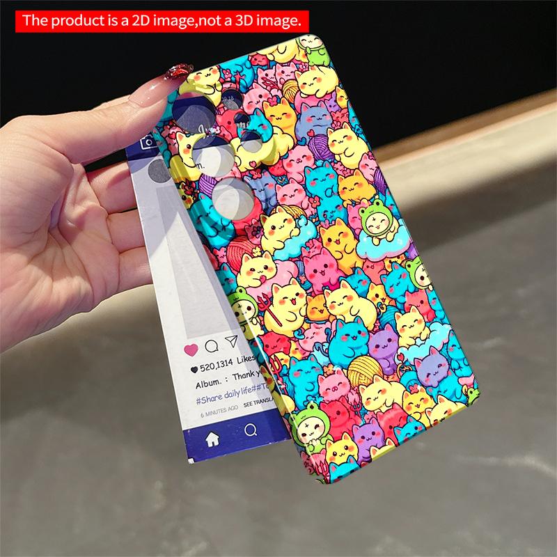 2DFlat Samsung phone case Cute Cat Rainbow Pattern Phone Case Applicable to Galaxy S22 S23 S24 S25ULTRA S26 A12 A13 A14 A15 A16 A34 A35 A54 A55