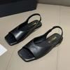 Fashion New Women Pumps Flat Heels Sexy Open Square Toe Sandals Gladiator Party Dress Woman Shoes Slingback Sandale Femme Eté 2024