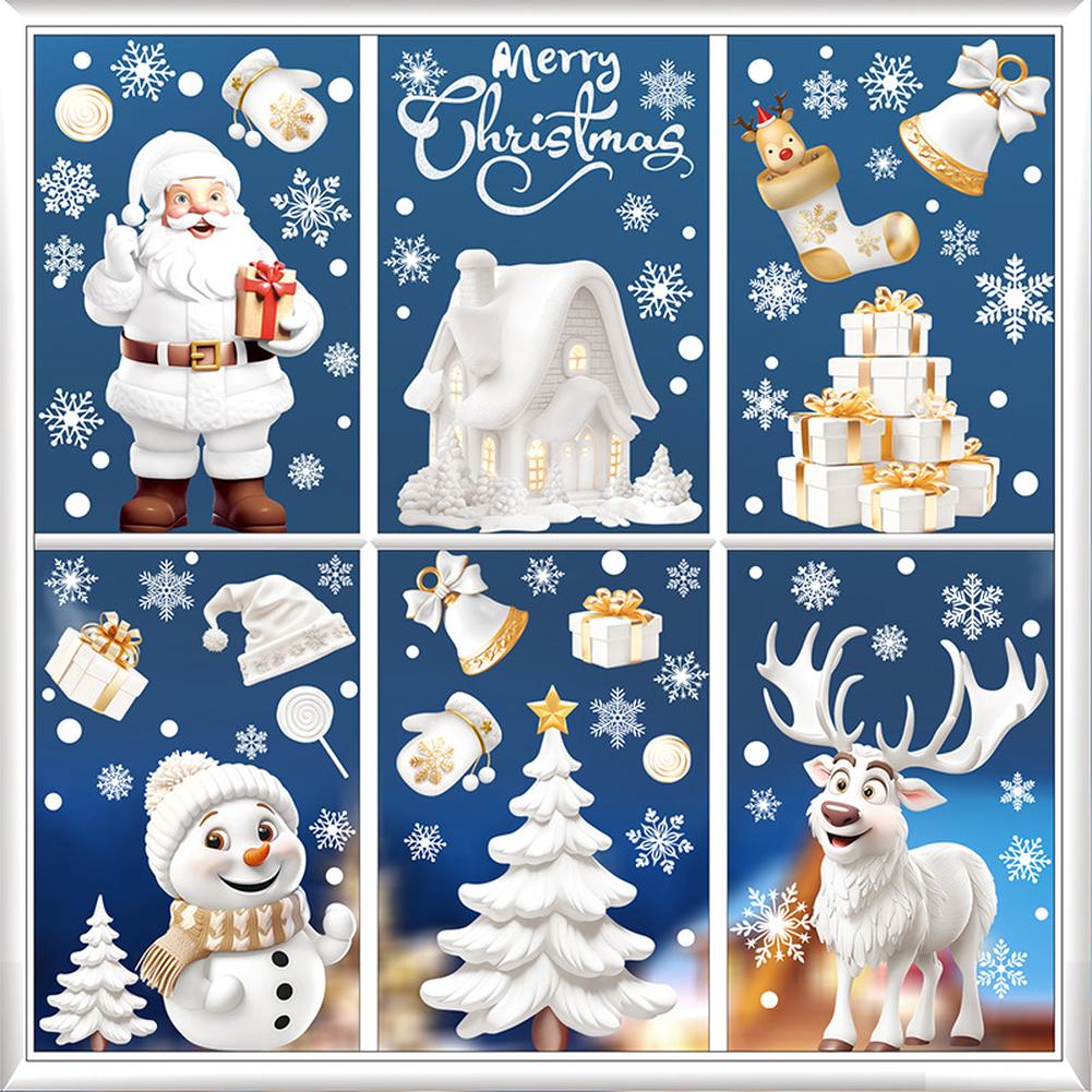 190PCS Christmas Window Clings, Reusable Double Sided Static Christmas Decor Decals, Snowflake Santa Reindeer Christmas Window Stickers For Holiday