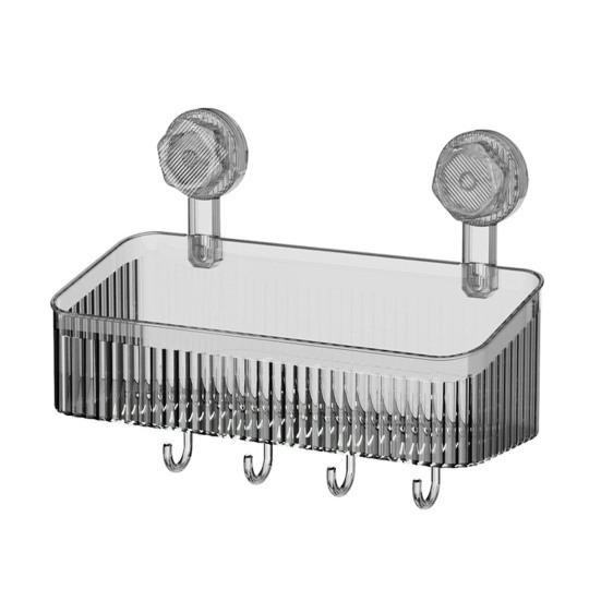 Стеллаж для хранения на присосках, органайзер для ванной комнаты и кухни, большая вместимость, прочная несущая способность, простая в установке подвесная полка для душа