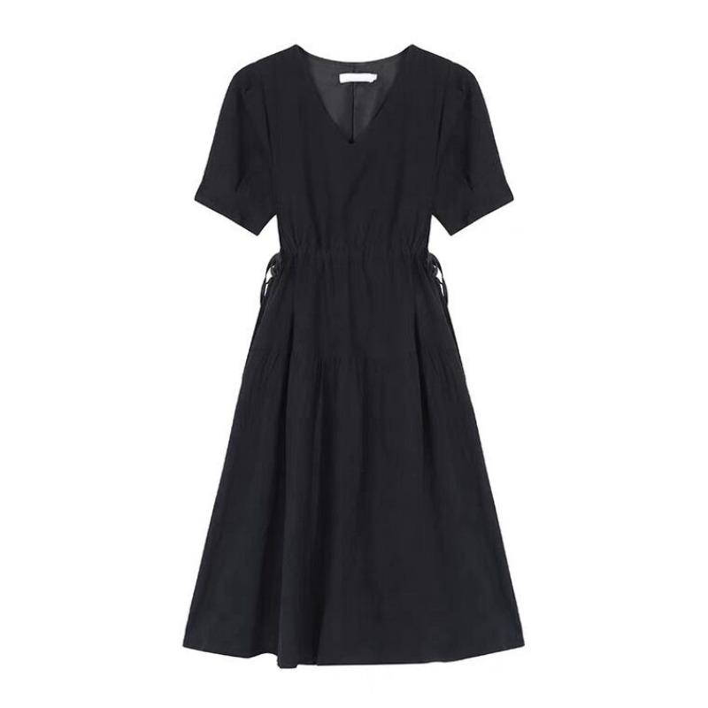 Юбка для беременных Летнее платье платье до колена Модный темперамент Свободное высококлассное черное платье