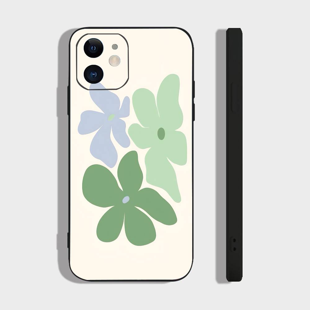 Цветочный Арт Для IPhone 15 16 14 Plus 13 12 11 17 Pro Max 17 Air Черный Мягкий Чехол для Телефона