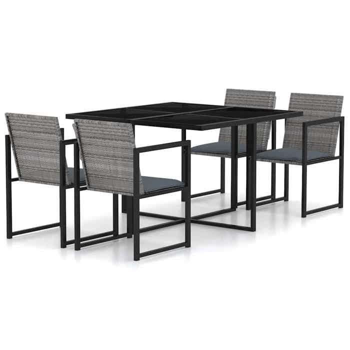 Maison Exclusive - Ensemble à manger d'extérieur 5pcs coussins résine tressée gris