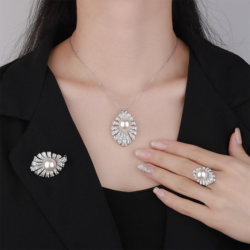 Jewelry Copper Bottom Gold-Plated White Pearl Simple Set 14-12Mm