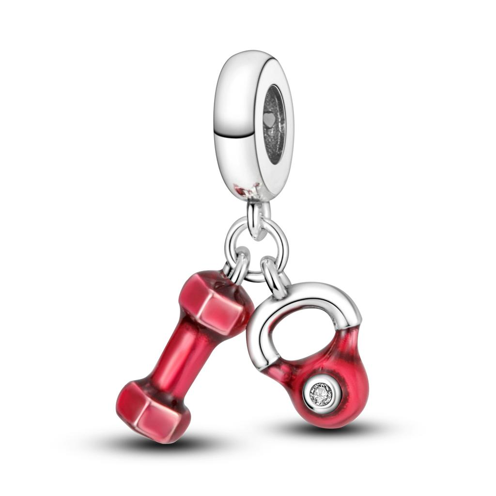 Медный подвесной шарм из красной серии Клубничное сердце Кофе Подходит для оригинального браслета Подарки Женские украшения