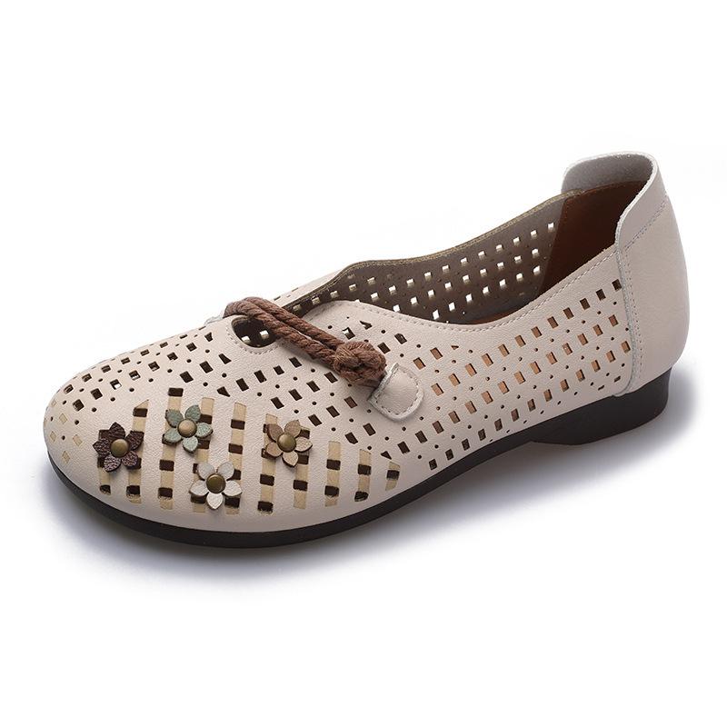 Удобная кожаная обувь ручной работы. Туфли на плоском каблуке и мягкой подошве. Женские сандалии на полой аэродинамической трубе. Женская повседневная обувь на плоской подошве.