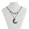 Moon Pendant Collarbone Chain Halloween Creative Star Alloy Necklace Multi-Layer Dark Style Party Daily Commuter for Women