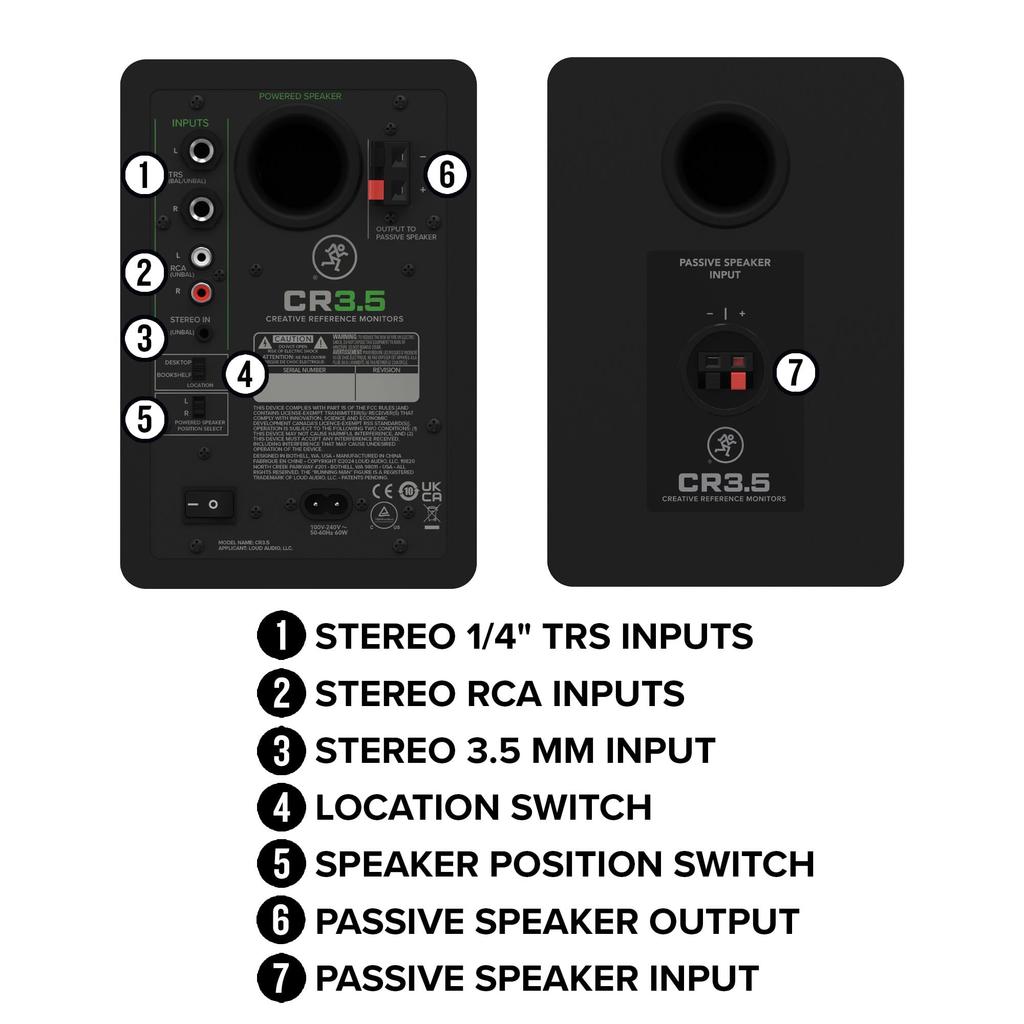 MACKIE Tone Controllable Powered Studio Monitor Speakers As a Pair of CR3.5 (sold 2)