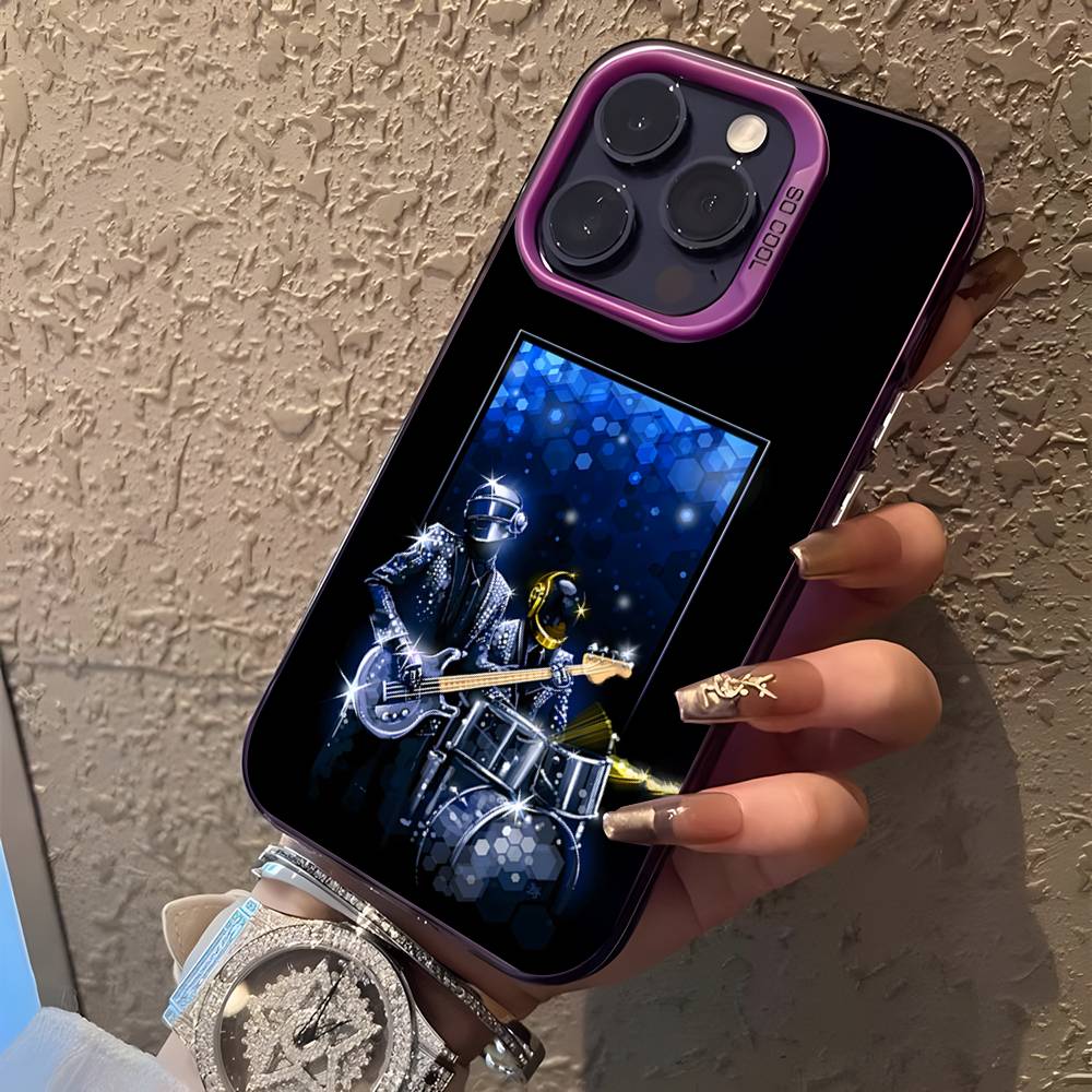 D-Daft Punk Группа Для Фиолетовой Конфеты Матовый Чехол iPhone 17,16,15,14,13,12,11,Mini,Pro,E,SE4,XS,MAX