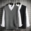 Man Clothes Waistcoat V Neck Vest Knitted Sweaters for Men Business Black Sleeveless Harajuku Fashion