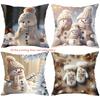 Winter Snowman Patterned 2D Flat Printing Pillows Polyester pillowcase, sofa decorative cushion cov Headboard Pillow