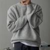 Мужской однотонный вязаный свитер с круглым вырезом - Теплый, плотный и универсальный для весны и осени