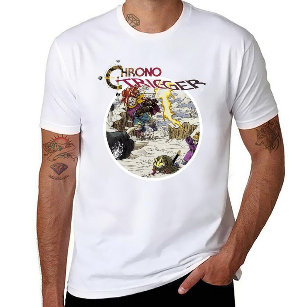 Футболка Chrono Trigger Базовая Однотонная С коротким рукавом Хлопковый Топ