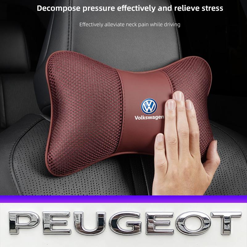 2026New Ice Silk Car Seat Headrest Neck Pillow Valve Cap For VW Golf Amarok T5 Phaeton Teramont ID3 Tiguan T-Cross Passat Magota