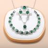 Качественные зеленые наборы украшений   Модное женское платье Свадебный костюм Ожерелье и серьги Свадебные наборы Регулируемое кольцо