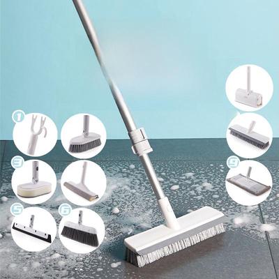 Набор для уборки дома: Швабра, метла, щетка для мытья полов, тряпки, вилка, щетка для ванной, очиститель для стекол, один стержень