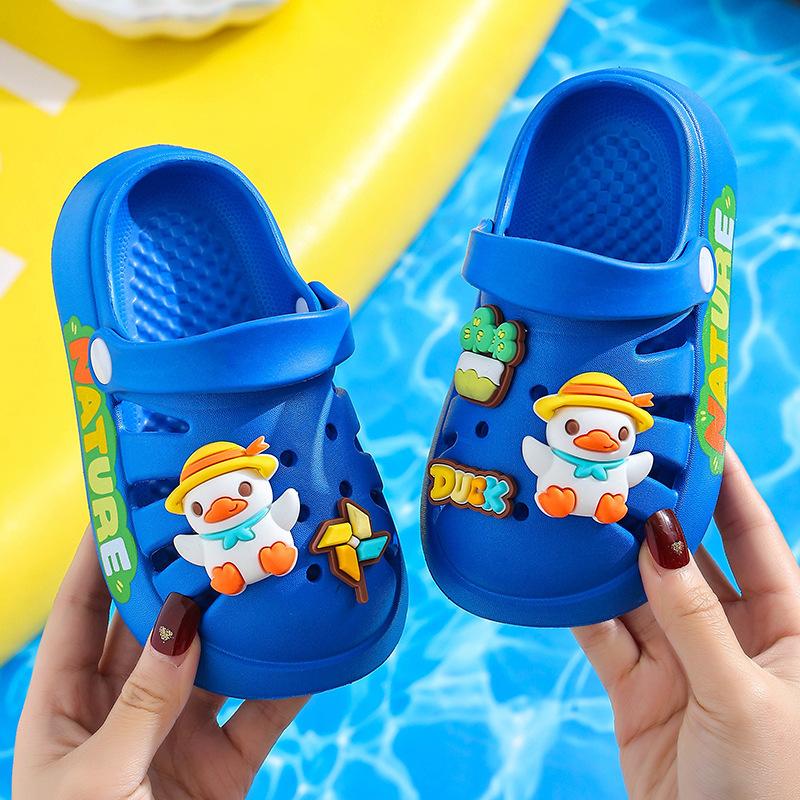 Детские классные тапочки из ЭВА, женская летняя обувь для малышей, пляжная обувь для девочек, нескользящая детская обувь с отверстиями
