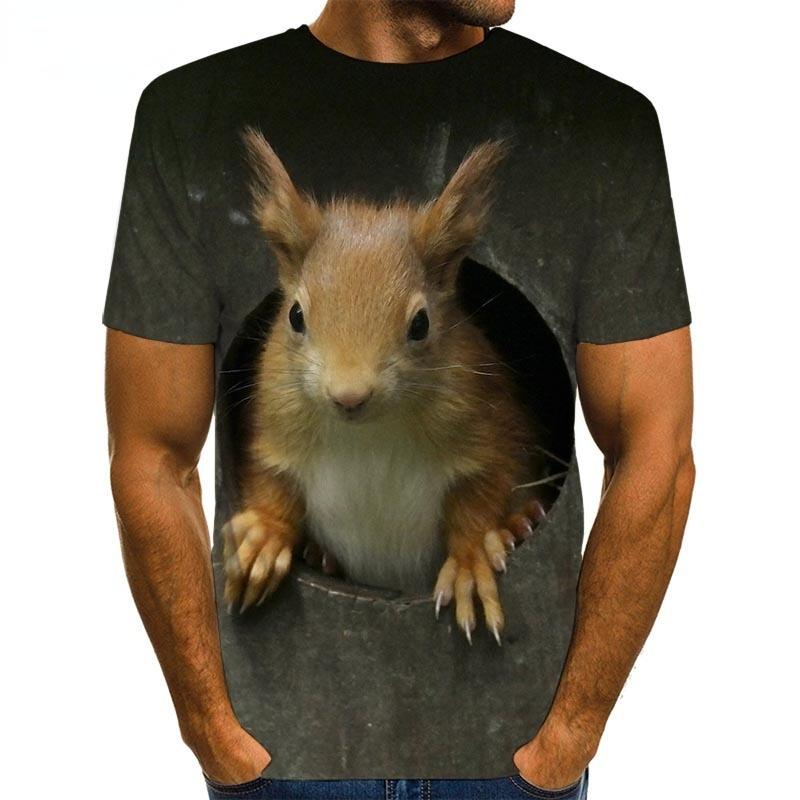 Men's Squirrel T Shirt 3D Print Shirt Animal Graphic Tees Lovely Pattern Tops Men/Women Cute Puppy Face Tee Funny Pet T-shirt