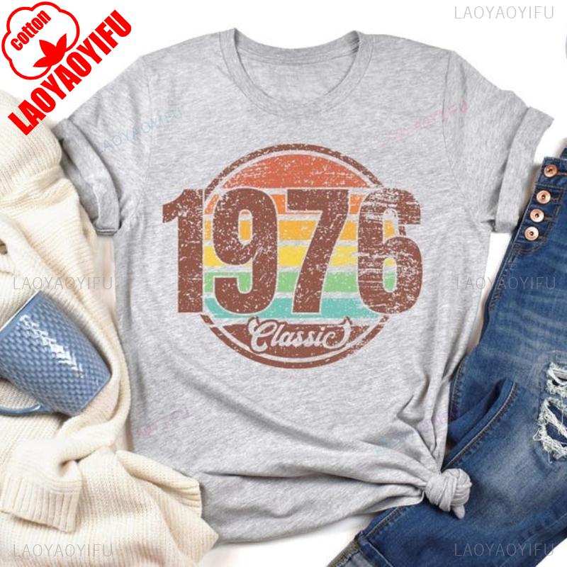 Классическая Оригинальная Деталь Винтажная 1976 Классическая Рубашка Для Унисекс Родившийся В Подарок На 49-й День Рождения Для Унисекс Рубашка С Ретро-Принтом Streetwear