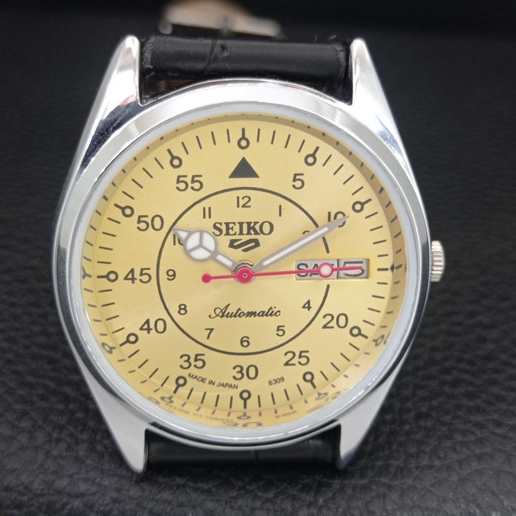 АВТОМАТИЧЕСКИЕ ВИНТАЖНЫЕ ВОССТАНОВЛЕННЫЕ МУЖСКИЕ ЧАСЫ SEIKO 5 ЯПОНИЯ ЗОЛОТОЙ ЦИФЕРБЛАТ a444663-1