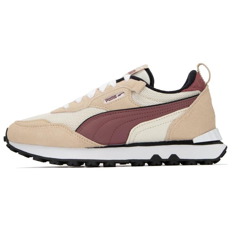 Puma Rider FV Retro Rewind Fabric Two-Layer Cowhide Synthetic Leather Sports Low-Top Lifestyle Casual Shoes Unisex Sneaker Beige Brown 390168-01