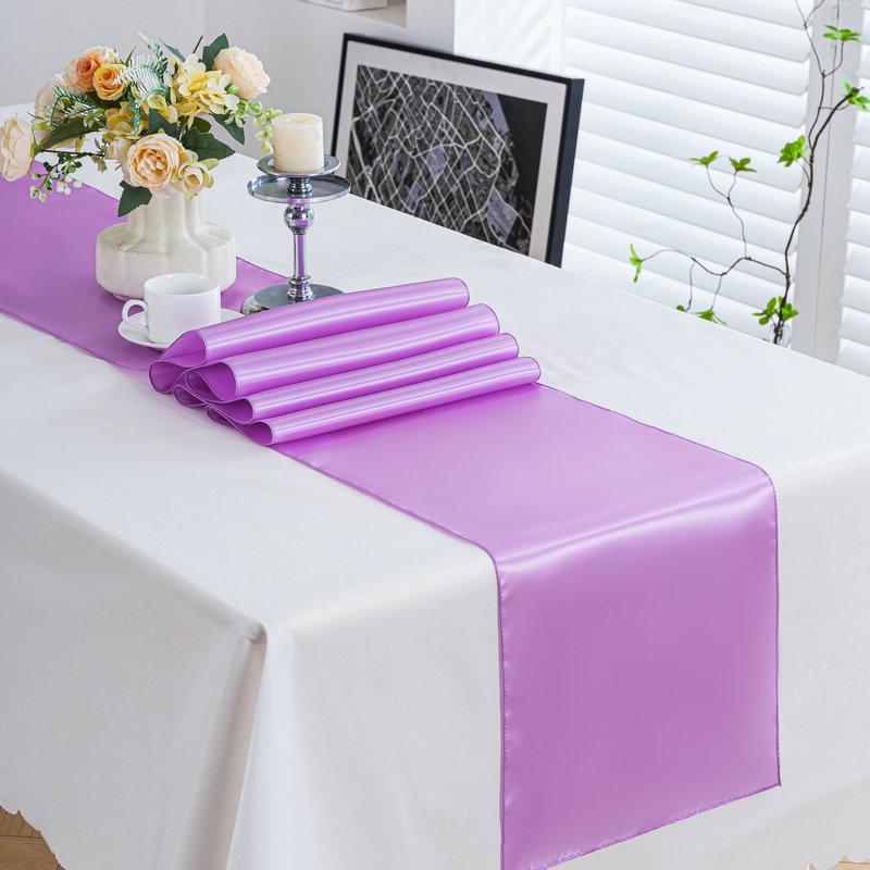 Скатерть-дорожка из сатина высокой плотности для свадеб и банкетов - Однотонная полиэстеровая декорация для стола