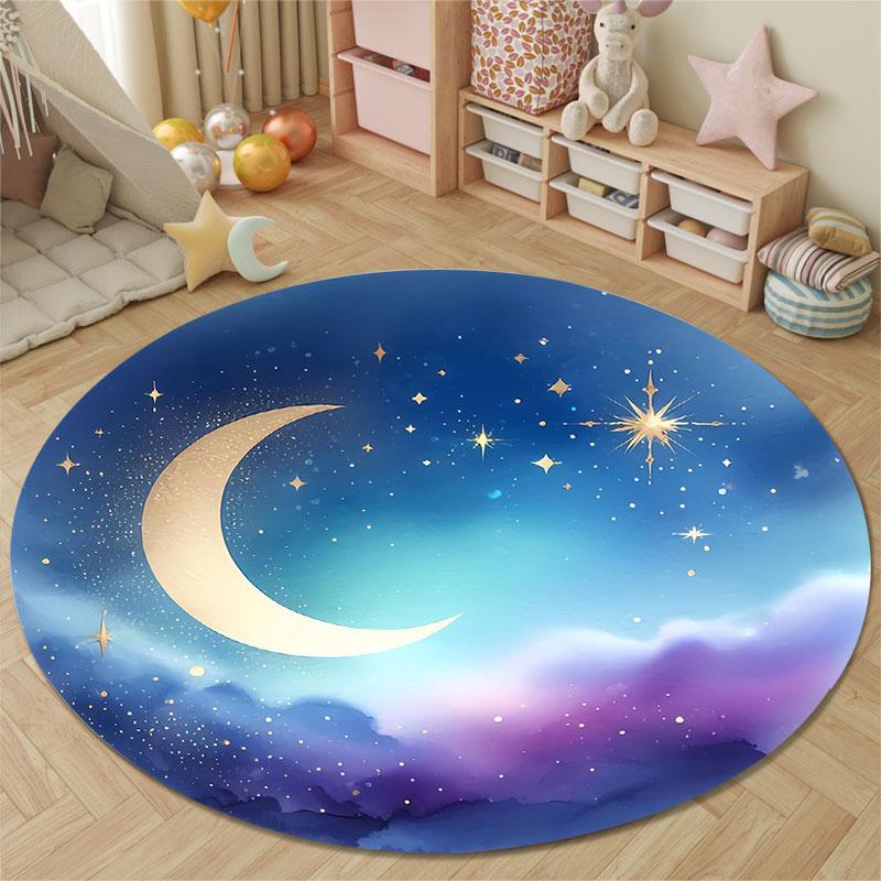 Artistic Round Halloween Multicolor Rug Mat, Non-Slip Floor Mat for Office
