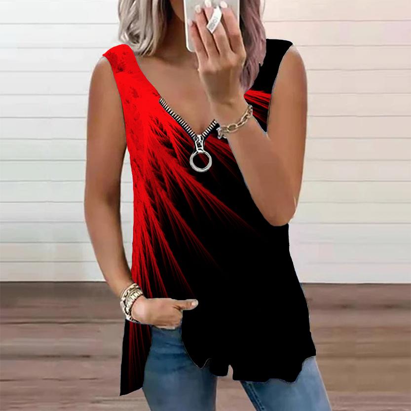 Женский топ, летний новый модный зеленый соломенный принт, повседневный топ без рукавов на молнии с v-образным вырезом, майка на бретелях