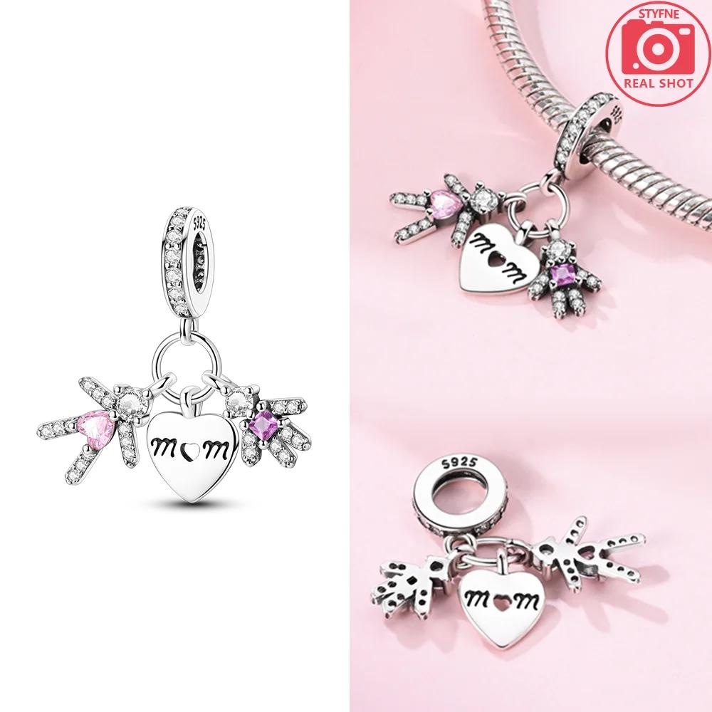 Оригинальный Новый Любовь Мать Сердце Подвеска Шарм Бусина Для Женщины Подходит Медный Браслет DIY Ювелирные Изделия Подарок Для Мамы