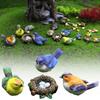 Resin Miniature Birds Figurines Multicolor Simulation Sparrow Model Outdoor Indoor