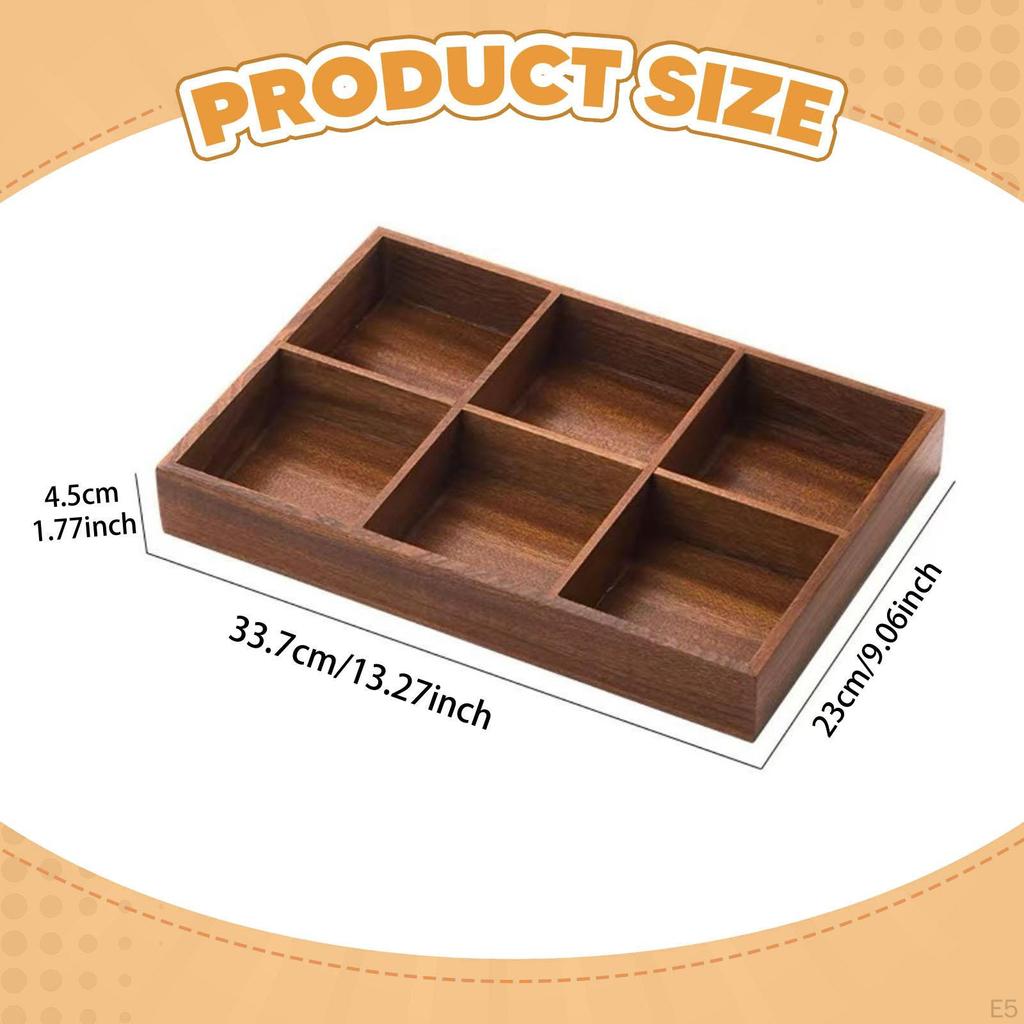 Wood Divided Serving Tray Food Container Serve Plate Sushi Platter for Appetizer Party Teahouse
