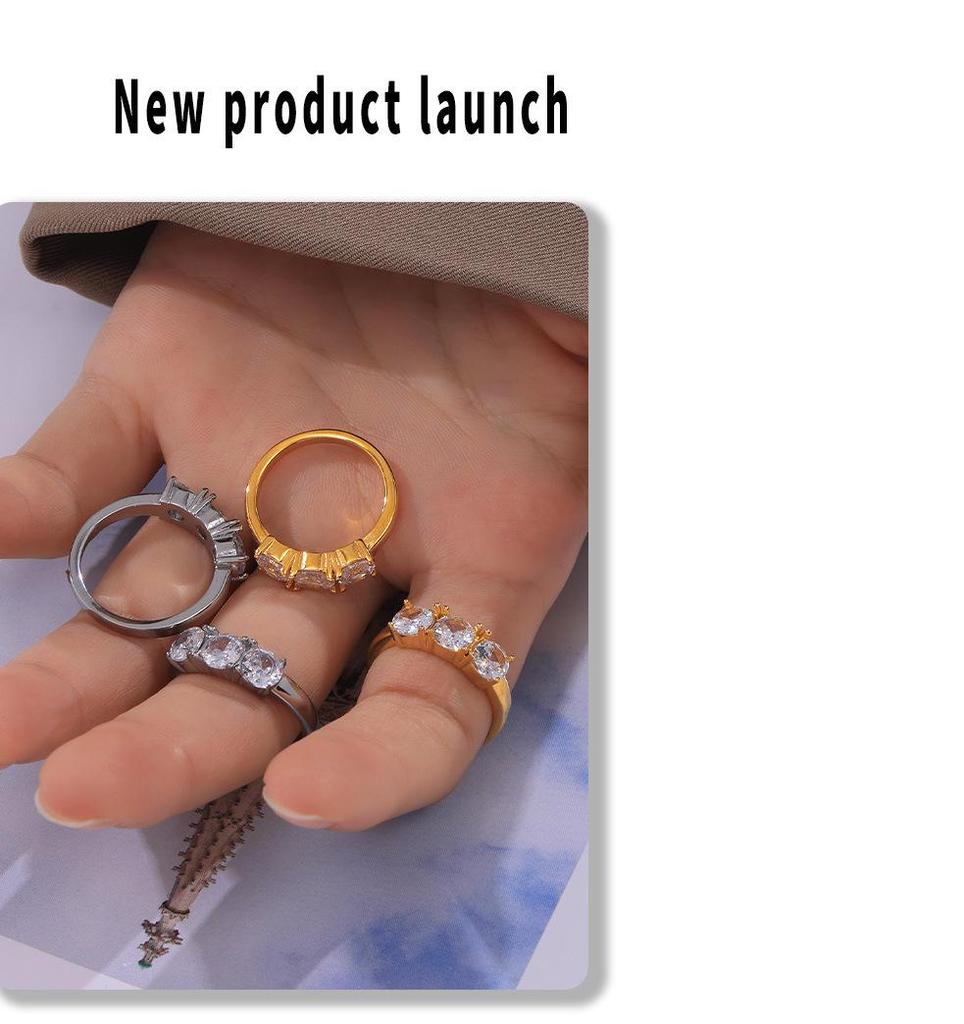 Кольцо из титановой стали с геометрическим узором и микробриллиантами в стиле ретро с покрытием из 18-каратного золота — стиль Chic All-Match