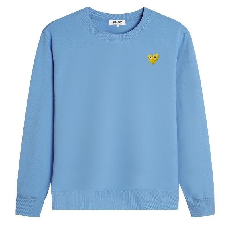 Unisex Cotton Long Sleeve Crewneck Sweatshirt With Embroidered Heart Design Casual Oversized Fit