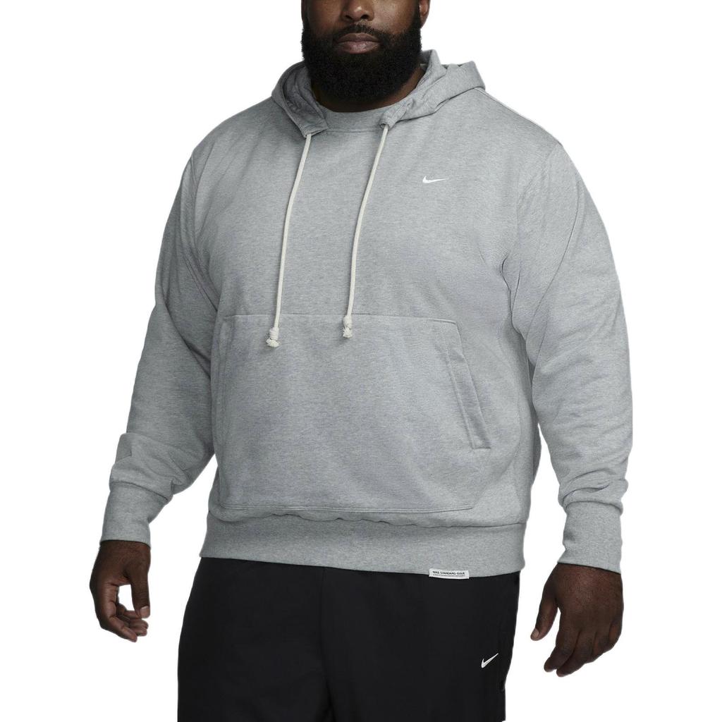Nike Худи с вышитым логотипом Dri-Fit Standard Issue, пуловер с длинным рукавом, мужская одежда, светло-серый DQ5819-063