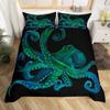 Cyan Octopus Bedding Sealife Duvet Cover Ocean Animals Comforter Cover for Kids Teens Adults Bedroom Decoration 3 Pcs Bedding