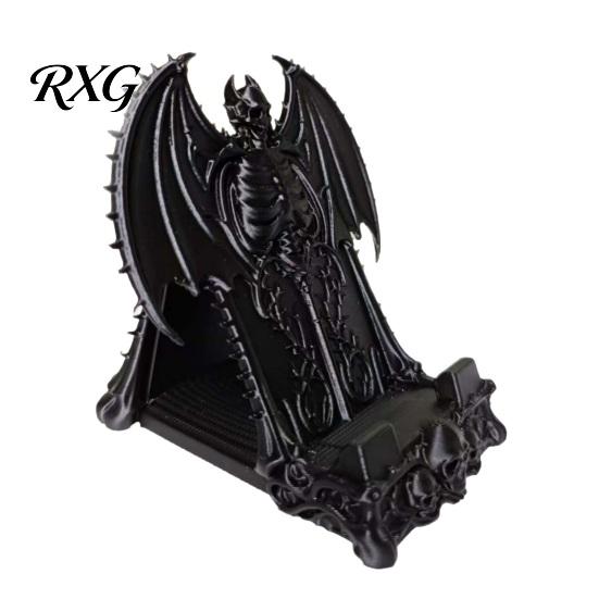 Personalized Gift for Goth Lovers Gothic 3D Printed Phone Stand, Dark Fantasy Cell Holder, Spooky Sturdy PLA Smartphone Cradle Winged Demon